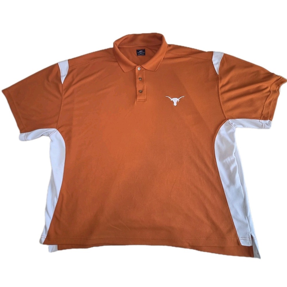 PRO-PLAYER Texas Longhorns Polo Shirt Mens 2XL Burnt Orange White Logo Athletic